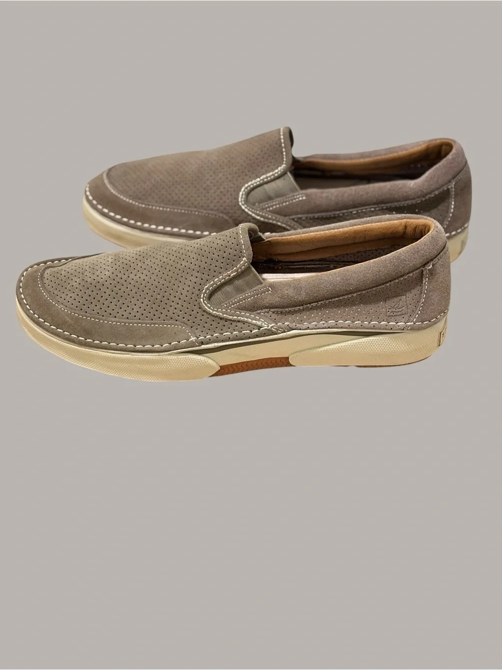 Men's Taupe Suede Slip-On Sneakers - Casual Comfort Size 12